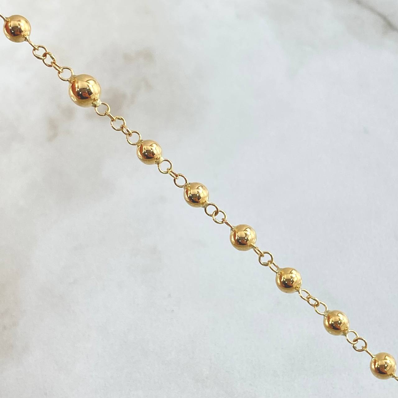 Rosario Virgen Milagrosa 8.4gr / 55cm-4mm-5mm Cruz Cristo Bordeada Oro Amarillo 18K