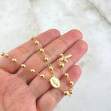 Rosario Virgen Milagrosa 8.4gr / 55cm-4mm-5mm Cruz Cristo Bordeada Oro Amarillo 18K