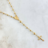 Rosario Virgen Milagrosa 6gr / 50cm-3mm-4mm Cruz Cristo Puntas Floreadas Oro Amarillo 18K