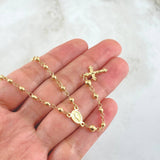 Miraculous Virgin Rosary 6gr / 50cm / 3mm-4mm Cross Christ Flowered Tips 18K Yellow Gold ©