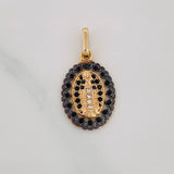 Pendant Guadalupe Virgin Medal 1.95g / 1 in Two-Tone Black Yellow 18K Gold