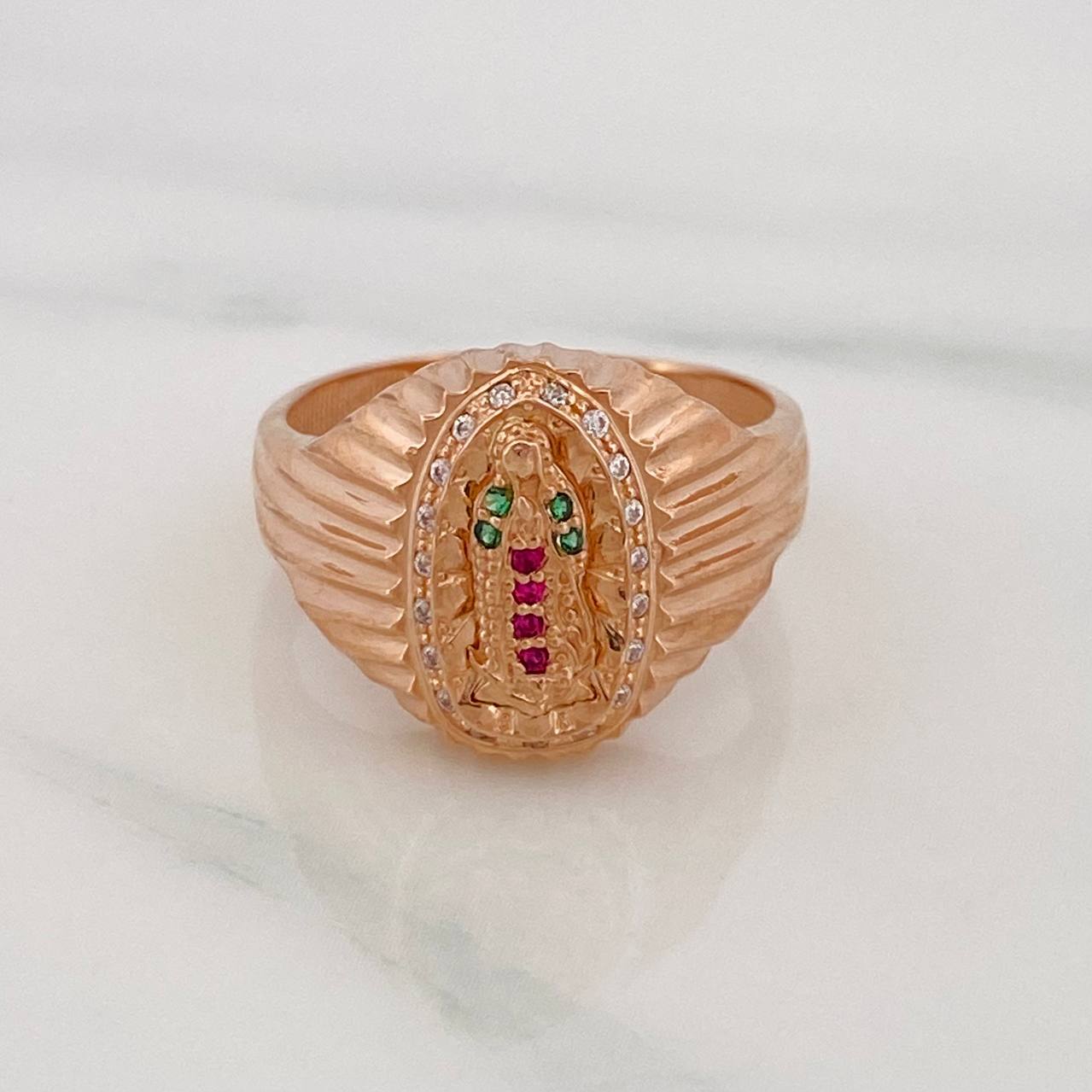 Anillo Virgen Guadalupe 4.9g / T7 3/4 Oro Rosa 18K