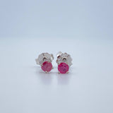 Stud Earrings Four Prongs Ruby 0.8gr / White Gold 18K %