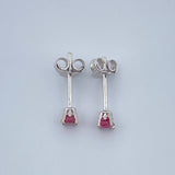Stud Earrings Four Prongs Ruby 0.8gr / White Gold 18K %
