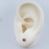 Stud Earrings Four Prongs Ruby 0.8gr / White Gold 18K %