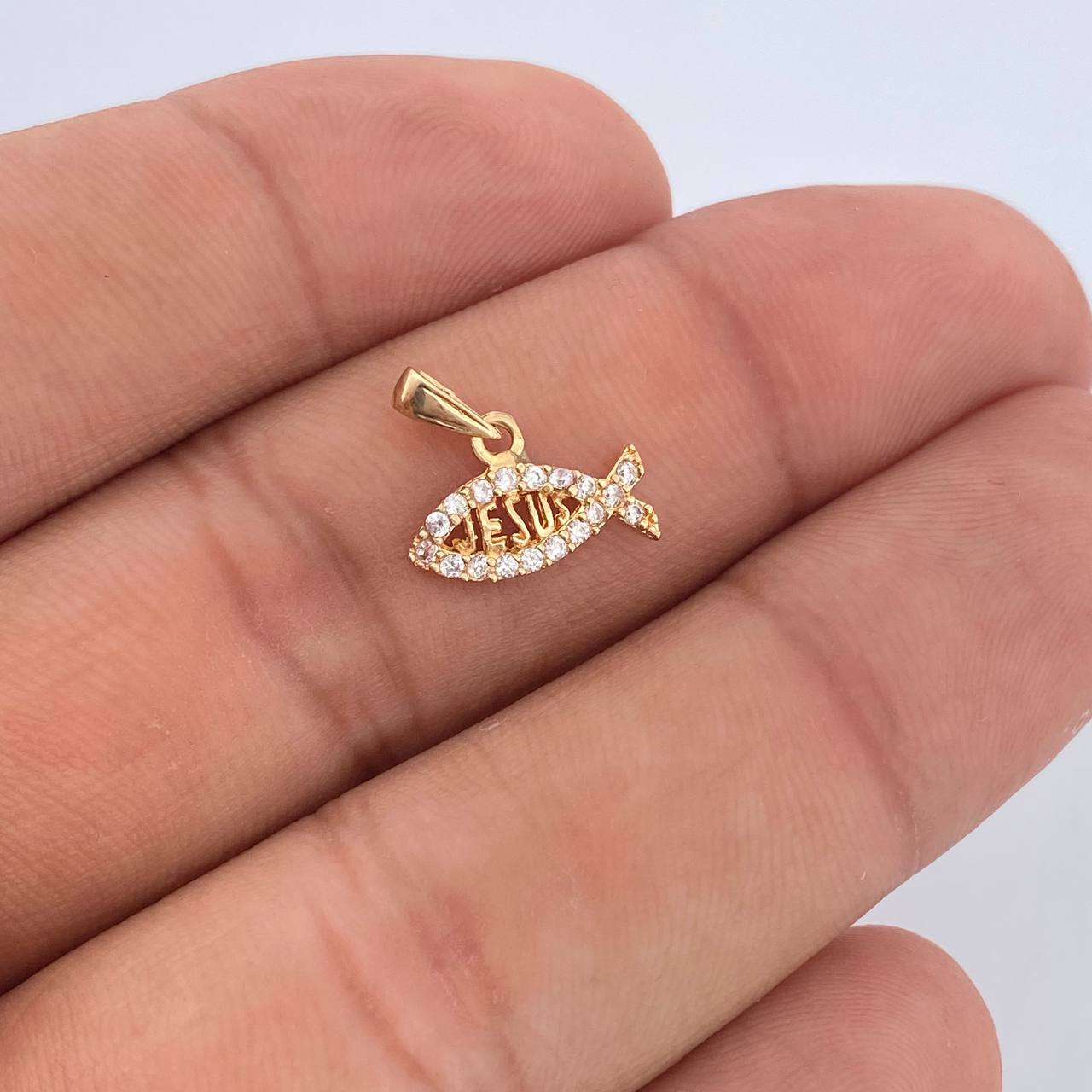 Jesus Fish Pendant 0.65gr / 1/2 in / 18K Gold