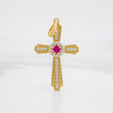 Pendant Central Halo Cross 3.9g / 1 1/2 in Yellow Gold 18K