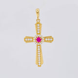 Pendant Central Halo Cross 3.9g / 1 1/2 in Yellow Gold 18K