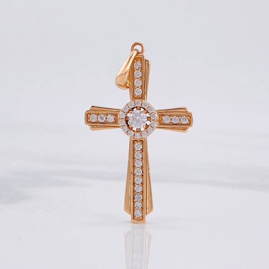 Dije Cruz Halo Central 3.85g / 1 1/2 in Oro Rosa 18K