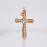Pendant Central Halo Cross 3.85g / 1 1/2 in Rose Gold 18K