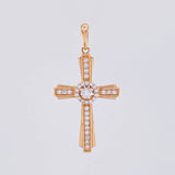Pendant Central Halo Cross 3.85g / 1 1/2 in Rose Gold 18K