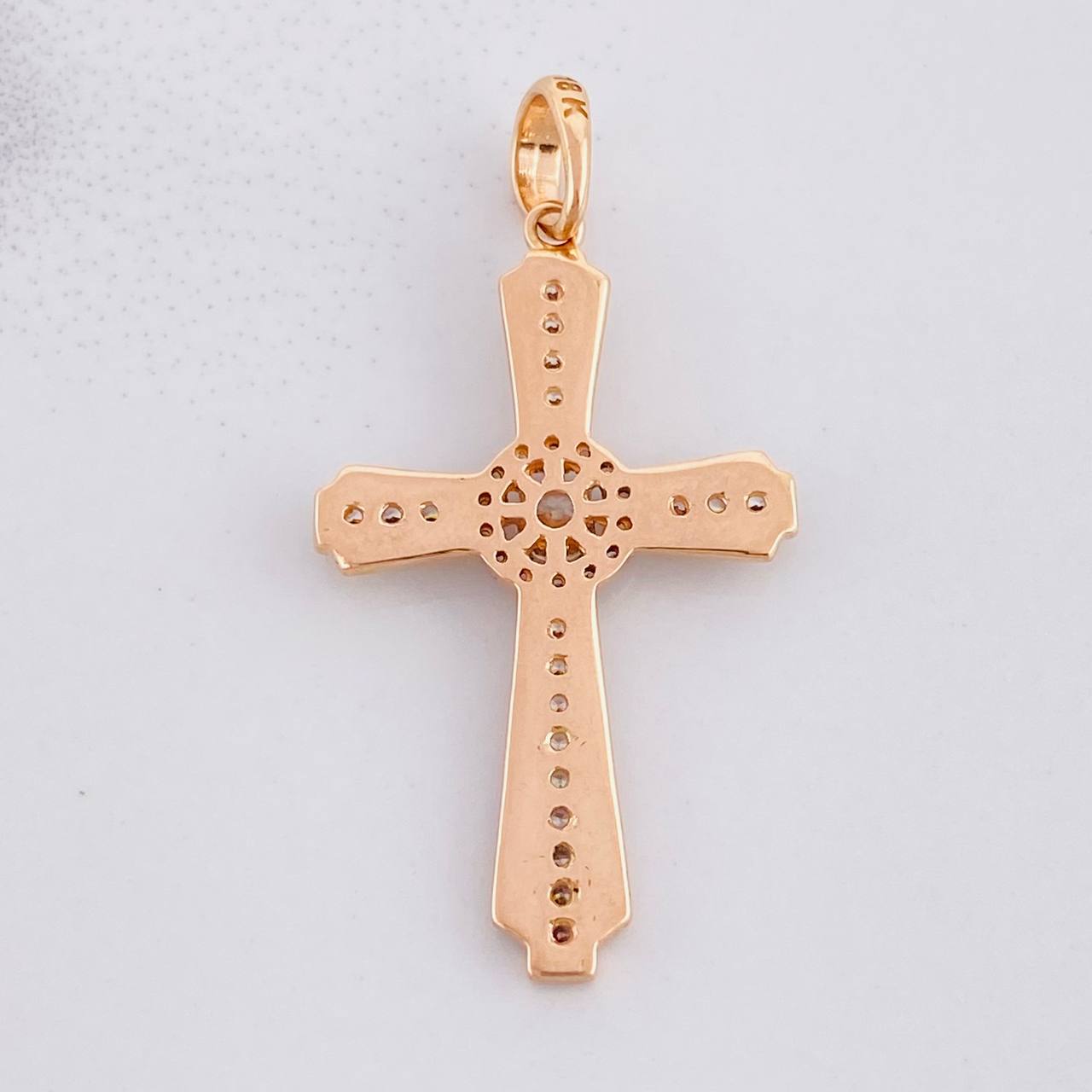 Pendant Central Halo Cross 3.85g / 1 1/2 in Rose Gold 18K