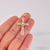Pendant Central Halo Cross 3.85g / 1 1/2 in Rose Gold 18K