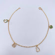 Ankle bracelet Classic Link 3.3gr / 24.9cm / Pendants Heart White and Green Zirconia 18K Yellow Gold &