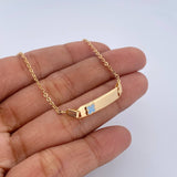 Pulso Bebe Aro Seguido 1.4gr / 14.5cm / Placa Rectangular Curva Trebol  Azul Oro Amarillo 18K &