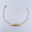 Pulso Bebe Aro Seguido 1.4gr / 14.5cm / Placa Rectangular Curva Trebol  Azul Oro Amarillo 18K &