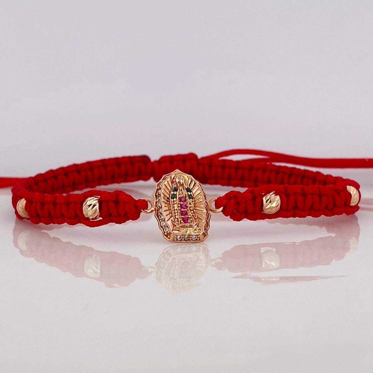 Red Woven Bracelet Virgin Guadalupe Rose Gold 18K