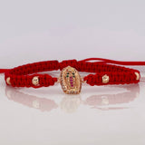 Red Woven Bracelet Virgin Guadalupe Rose Gold 18K