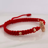 Red Woven Bracelet Virgin Guadalupe Rose Gold 18K