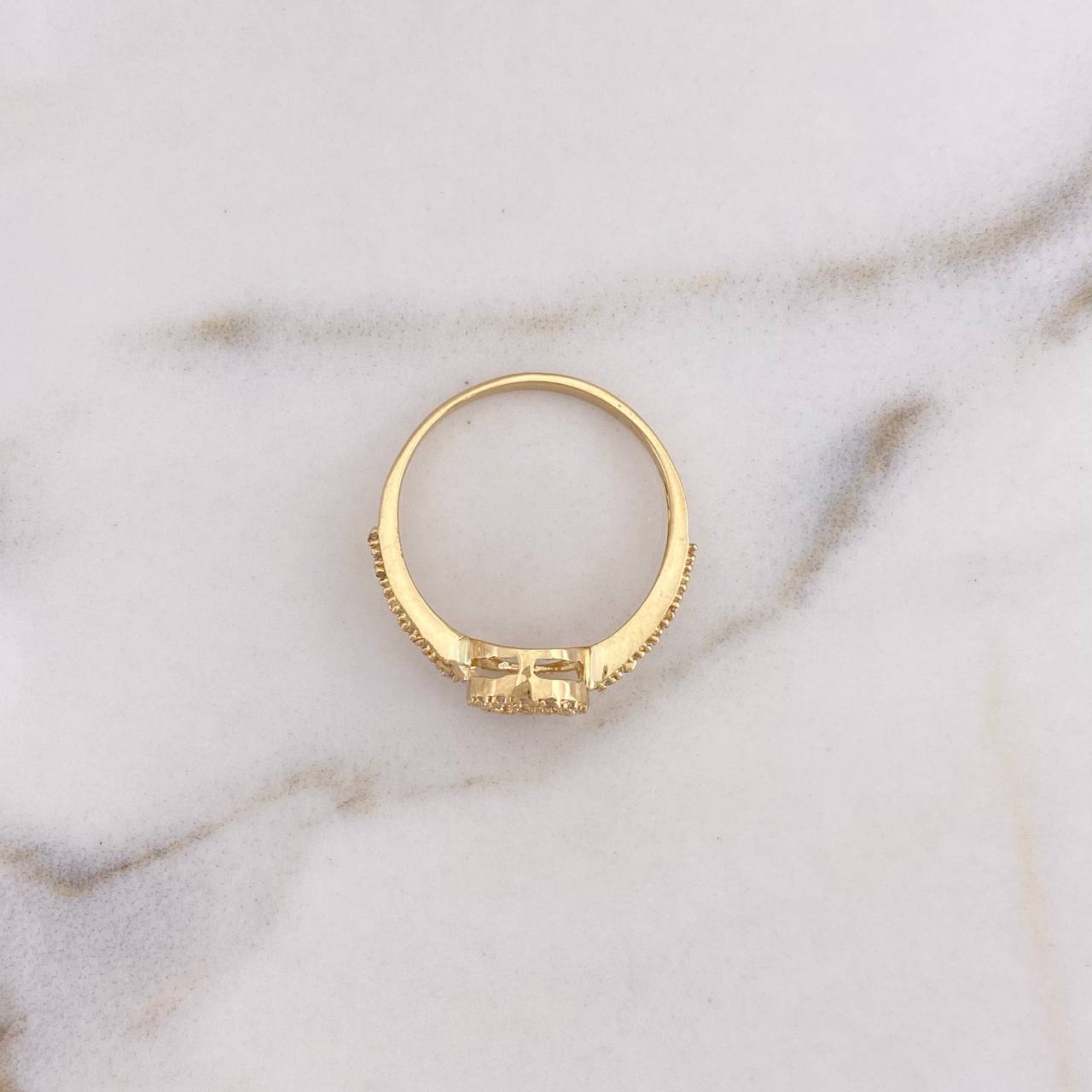 Fingerprint Ring 2.4gr / T8 1/4 / White Zircons 18K Yellow Gold #