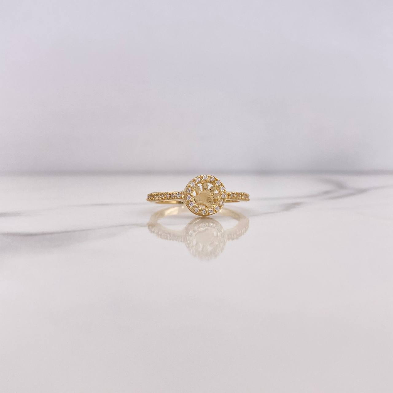 Fingerprint Ring 2.4gr / T8 1/4 / White Zircons 18K Yellow Gold #