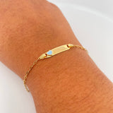 Bracelet Baby Drawer Heart Light Blue 1.45gr / 13.4cm-14.2cm / 1.5mm Rectangular Curved Plate 18K Yellow Gold &