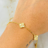 Classic Link Bracelet Clover Gold 4.75gr / 7.5in / 18K Gold ©