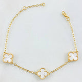 Pulso Aro Seguido Trebol Blanco 5.85gr / 7 3/4 in / 12mm Oro Amarillo Nac.Esp. 18K *