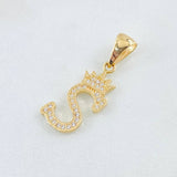 Dije Corona Letra S 1.5gr / 1 in / Oro Amarillo 18K *