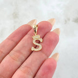 Dije Corona Letra S 1.5gr / 1 in / Oro Amarillo 18K *