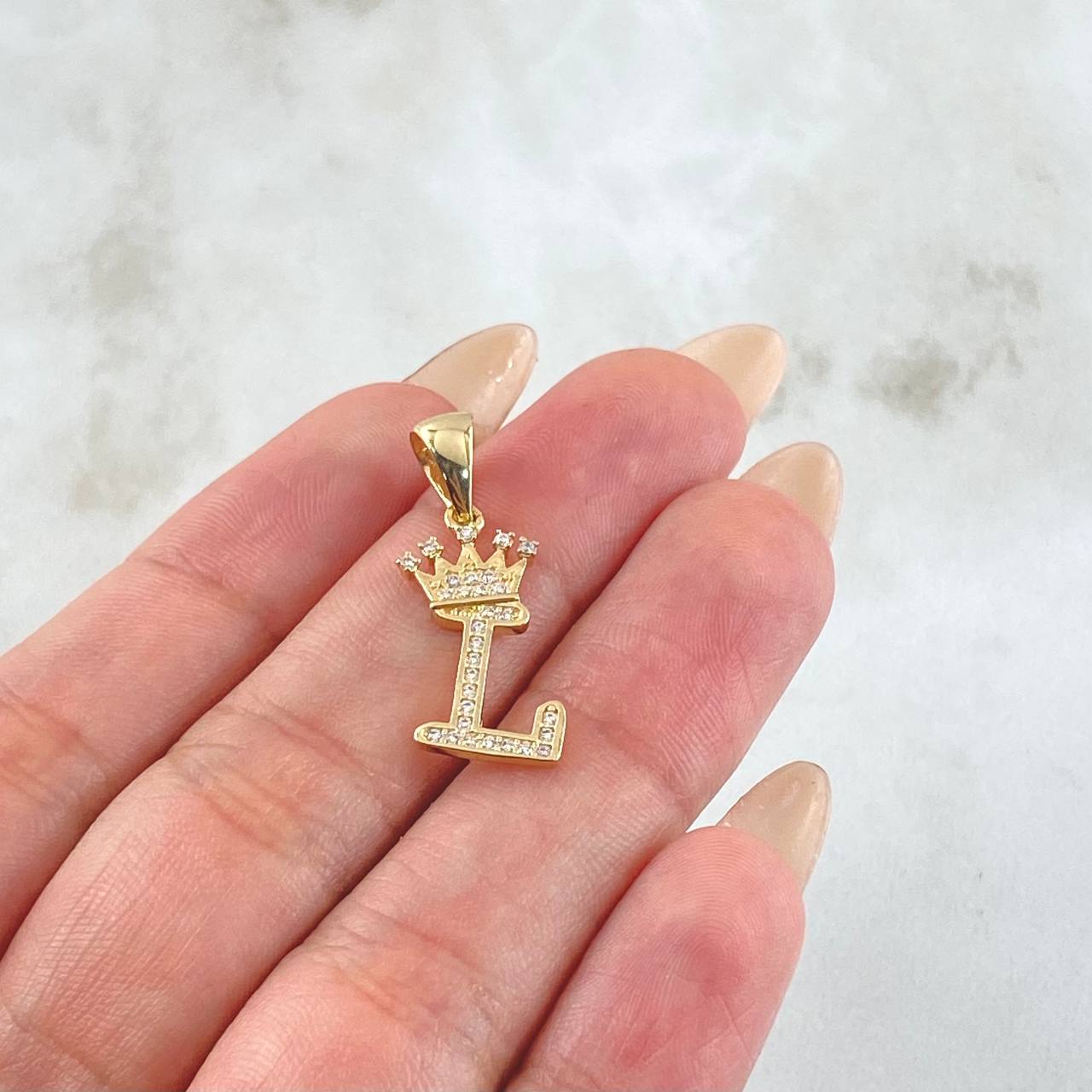 Pendant Crown Letter L 1.6gr / 1in / 18K Gold
