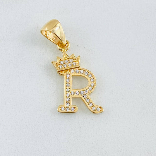 Dije Corona Letra R 1.75gr / 1 in / Oro Amarillo 18K *