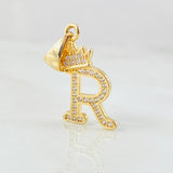 Pendant Crown Letter R 1.65gr / 1in / 18K Gold ©