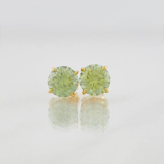 Moissanite Stud Earrings Four-Prong 1 pts 1.85g / in / 6.43mm Yellow Gold 18K