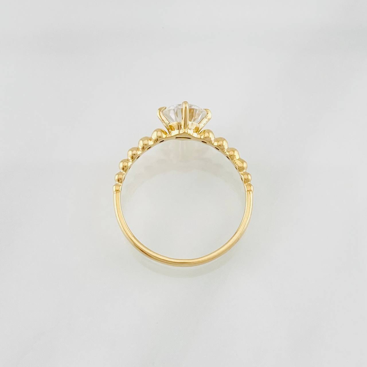 Moissanite Solitaire Ring 75 pts 1.65g / T5 3/4 Yellow Gold 18K