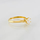Solitaire Ring Moissanites 1.35cts 2.1g / T7 1/4 Yellow Gold 18K