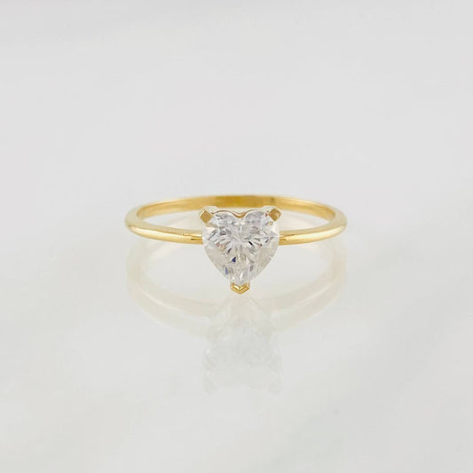 Anillo Solitario Corazón Moisanita 50pts 1.7g / T7 1/4 Oro Amarillo 18K