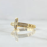 Anillo Cruz Punteada Esferas Laterales 3.15gr / T7 3/4 / Texturizado Oro Amarillo 18K ©