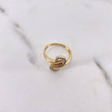 Rustic Infinity Ring 2.7gr / Size 6 1/4 / White Zircons Two 18K Yellow and White Golds &