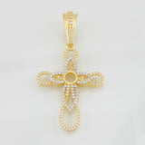 Dije Cruz Flor 5.05g / 2 in Dos Oros Amarillo Blanco 18K