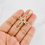 Dije Cruz Flor 5.05g / 2 in Dos Oros Amarillo Blanco 18K
