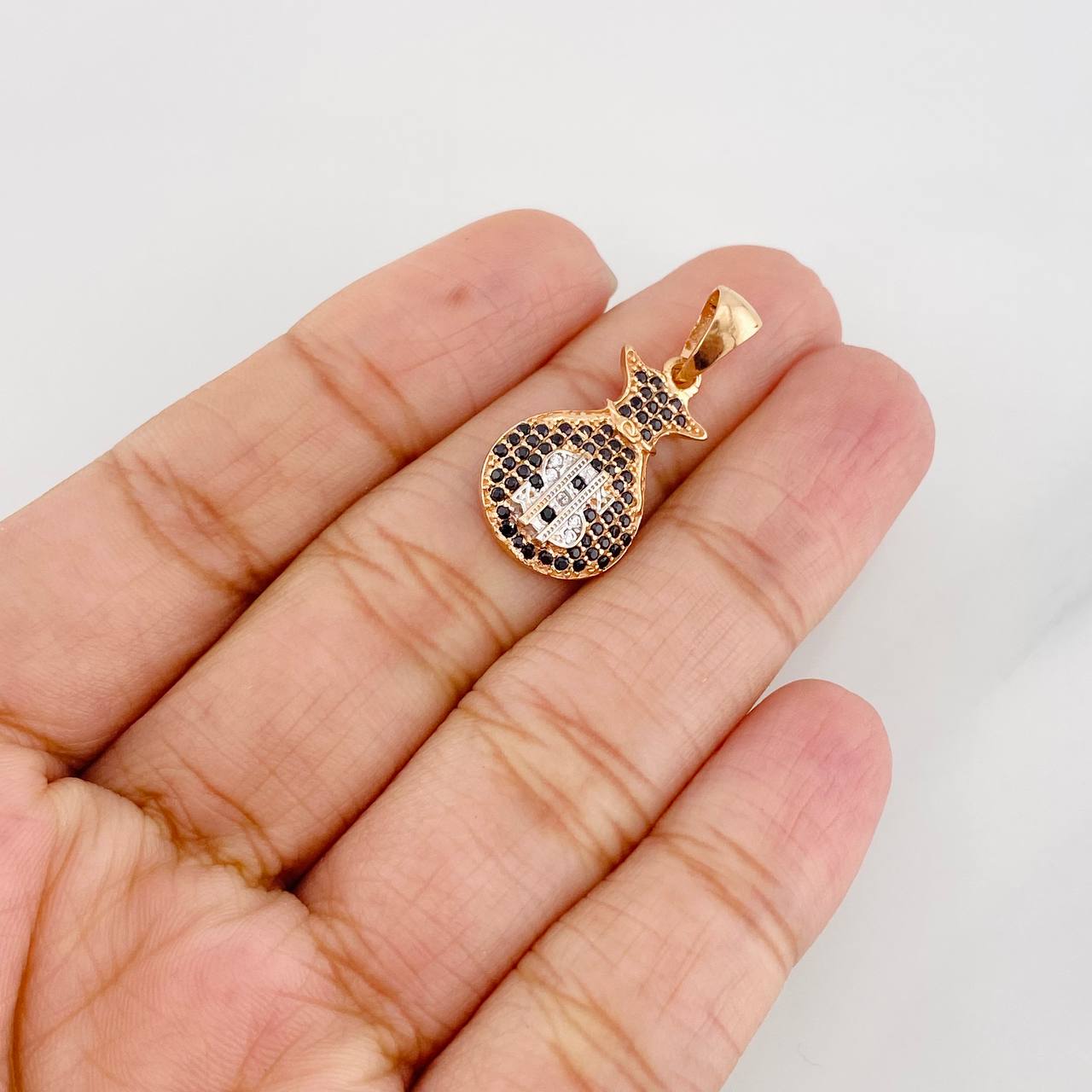 Dije Bolsa de Dinero 2.25g / 1 1/4 in Dos Oros Blanco Rosa 18K