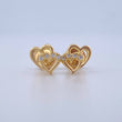 Stud Earrings Double Heart Silhouette 0.85gr / 18K Gold $