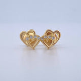 Stud Earrings Double Heart Silhouette 0.85gr / 18K Gold $