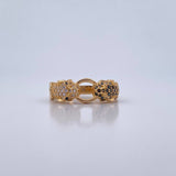 Panther Ring 3.8gr / Size 7 3/4 / Black and White Zircons 18K Yellow Gold &