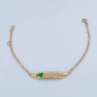 Bracelet Baby Drawer Heart Green 1.35gr / 13.4cm-14.7cm / 1.5mm Rectangular Curved Plate 18K Yellow Gold &