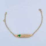 Bracelet Baby Drawer Heart Green 1.35gr / 13.4cm-14.7cm / 1.5mm Rectangular Curved Plate 18K Yellow Gold &