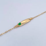 Bracelet Baby Drawer Heart Green 1.35gr / 13.4cm-14.7cm / 1.5mm Rectangular Curved Plate 18K Yellow Gold &