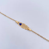 Pulso Bebé Cajon Corazon Azul 1.35gr / 13cm-14.3cm / 1.5mm Nube Bordeada Oro Amarillo 18K &
