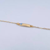 Bracelet Baby Drawer Heart Light Blue 1.45gr / 13.4cm-14.2cm / 1.5mm Rectangular Curved Plate 18K Yellow Gold &